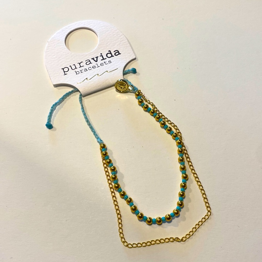Pura Vida blue and gold bracelet